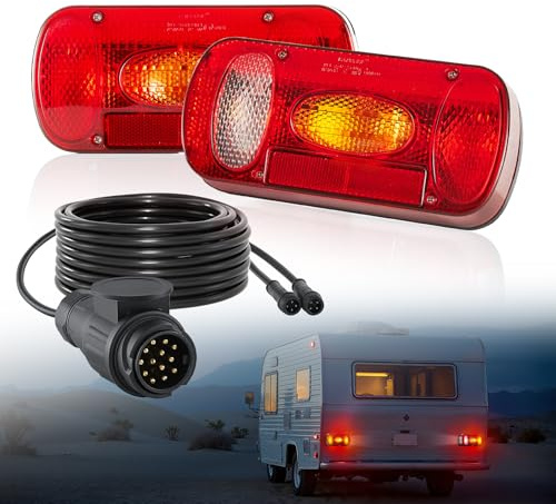 VEVOR 2 Luci Ovali per Rimorchio da 12 V, Luci Posteriori, Stop, Indicatore di direzione, Targa, Retromarcia, Fendinebbia, Kit di Illuminazione per Rimorchio Impermeabile con Cablaggio, Camper