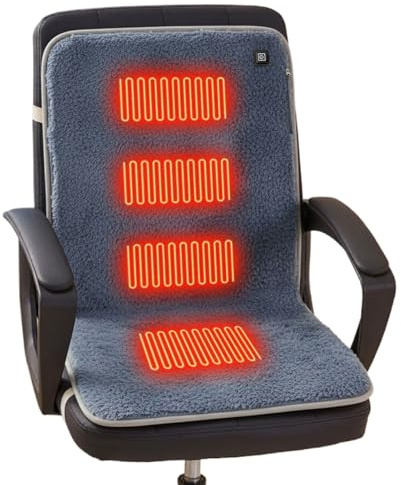 Cojín de asiento calefactable 90x45 cm - Almohadilla térmica portátil con 3 niveles de temperatura | Calefacción de asientos ligera para gradas, camping y coches | Almohadilla térmica de felpa para es