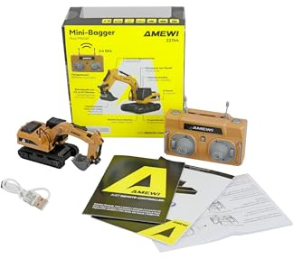 Ferngesteuerter Mini-Bagger aus Metall proportional 8-Kanal 1:64 RTR Kinder ab 6 Jahre