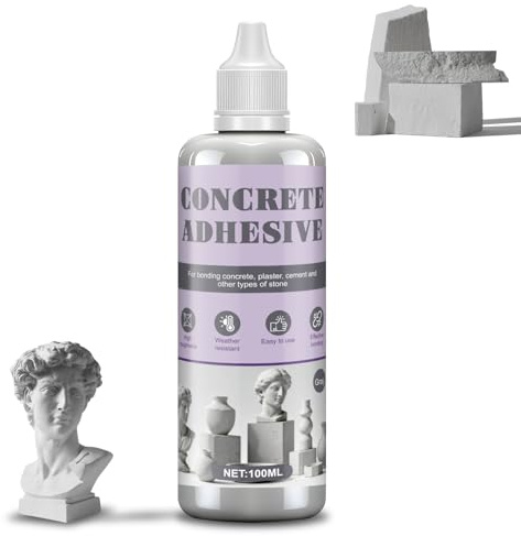 AllisWay Pegamento Ceramica, Gris, Pegamento para Piedra, Pegamento dos Componentes, para Unir y Reparar Hormigón, Yeso, Mármol, Cemento y Otros Materiales de Piedra Porosos, 100ml