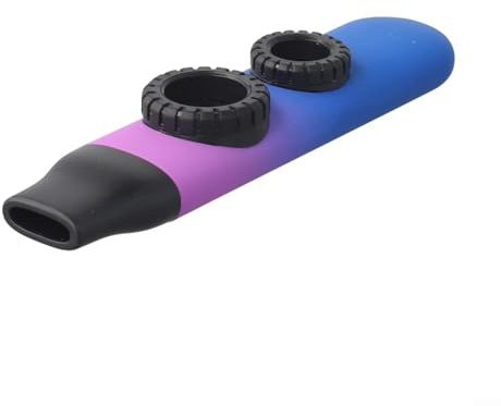 Kazoo Mundflöte aus Metall mit Ersatzmembran, einfaches Ausatmen zum Spielen, kompakt, tragbar, für Anfänger, Party, Camping, Musikspaß, Violett