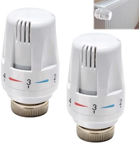 ikBrtaiay 2 Valvula Termostatica Radiadors, Termostato Radiador Con Ajuste Cero M30 X 1.5, Cabezal de Válvula Termostática, Cabezal de Radiador de Repuesto para Oficina Hogar