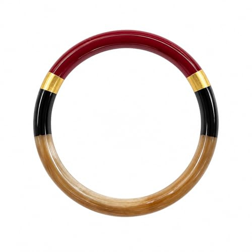 Marycrafts Bracelet Jonc en Corne Naturelle & Laque – Bijou Artisanal Élégant – Facile à Assortir avec Toutes Vos Tenues