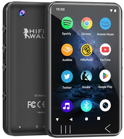HIFI WALKER G7 MP3 Player mit Bluetooth & WLAN, Android 13, 144GB Speicher, 3GB RAM, 4 Zoll Touchscreen MP3/MP4 Player mit Lautsprecher, Kamera, Kindersicherung, Spotify kompatibel, Schwarz