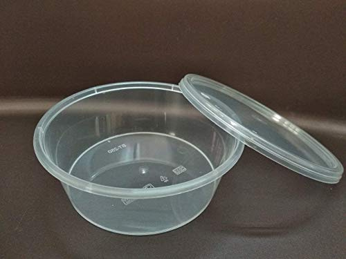 Unbekannt 50 x Round Clear Plastic Jars Containers with Matching Lids Microwave Safe Food Safe Travel 250ml