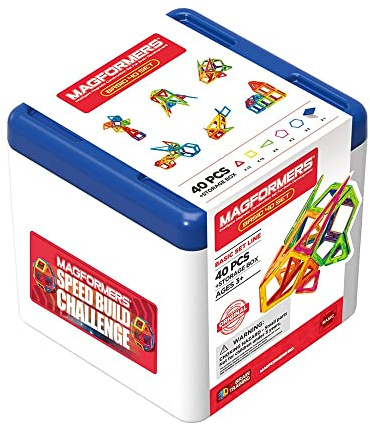 Magformers 40-Piece Magnetic Construction Tiles Set With Storage Box. STEM Toy And Educational Resource For Teaching Maths In Schools And Pre-schools.