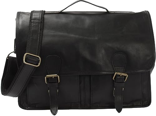 LECONI Aktentasche Businesstasche Messenger Bag für Damen + Herren Ledertasche DIN A4 Vintage-Look Collegetasche Leder 38x28x8cm LE3009