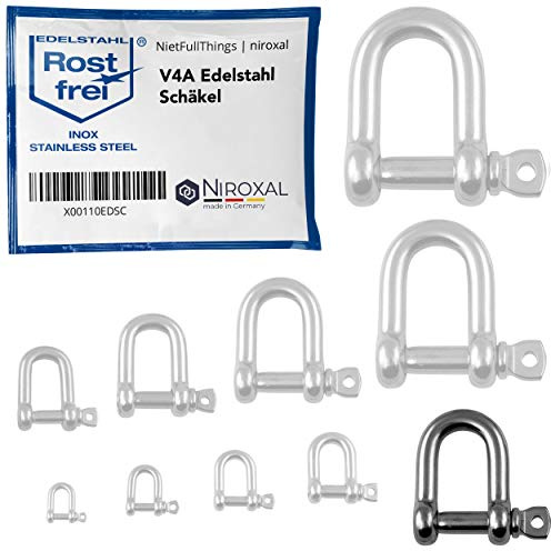 Datos Técnicos – Grillete de Acero Inoxidable A4 (AISI 316), Ø 13 mm, 2 Unidad, Carga de Rotura aprox. 4500 kg, Resistente a la Corrosión, Pulido, para Cuerdas, Cadenas y Conexiones de Tracción