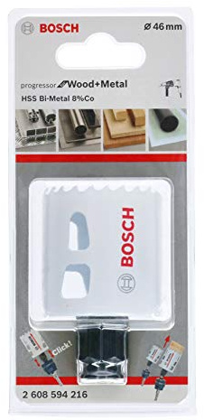 BOSCH Bi-Metal Hole Saw (for Wood and Metals, 8% Cobalt Alloy, Progressive Tooth Design, Ø 46 mm, Accessory Drills)
