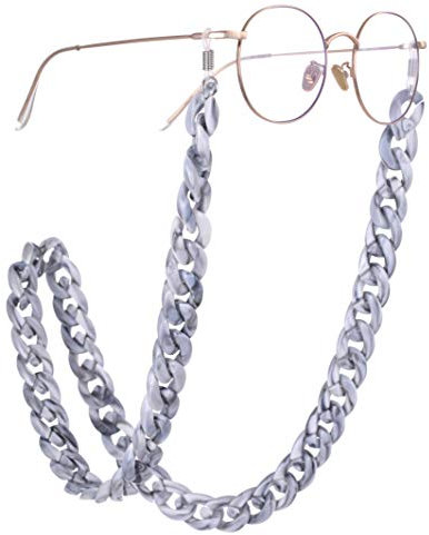 TEAMER Modische bunte Brillenkette, Sonnenbrille, Bohemian-Stil, Acryl, grobe gedreht, Sonnenbrillenriemen für Frauen, Weiß
