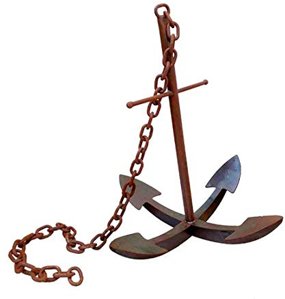 itsisa Rost Anker mit Kette, XXL Deko Anker, Rostfigur, Maritime Gartendeko, Metalldeko