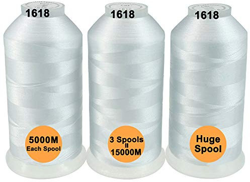 New brothread 3er Set Weiß Farben Polyester Maschinen Stickgarn Riesige Spule 5000M für alle Stickmaschine