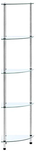 vidaXL Regal mit 5 Ablagen Transparent 30x30x130 cm Hartglas
