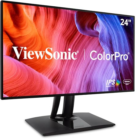 ViewSonic VP2468a 24-inch 1080p Full HD Professional Monitor - 100% sRGB, Pantone Validated, Colour Blindness Mode, USB Type-C, HDMI, DisplayPort, Ethernet, for Graphic Design, Photo & Video Editing