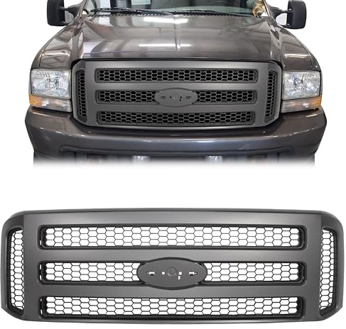 ECOTRIC New Front Grille Grill Compatible with 1999 2000 2001 2002 2003 2004 FORD F250 F350 SUPER DUTY Excursion Black Grille Mesh Style