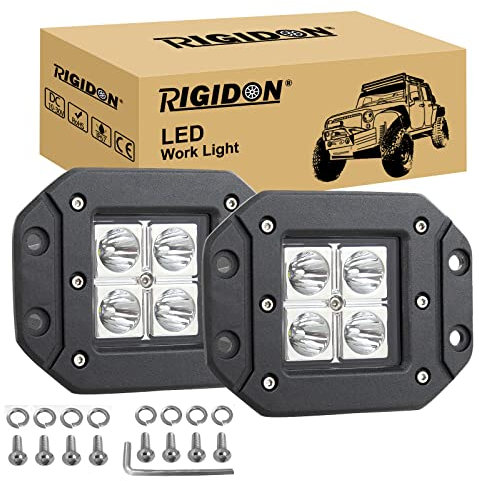 RIGIDON 2 Pcs Faros Trabajo led, 5 Pulgadas 12W, lámpara Trabajo led para Off Road camión Coche SUV 4x4 Tractor, 12v 24v Spotlights Faros antiniebla, 6000K Off Road Lights, luz de Niebla Trasera