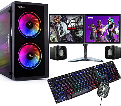 Veno Scorp ARGB Set i5 240 SSD 500 HDD 8GB RAM PC Set with 2 X 19” Monitors Win 11 Wifi (Renewed)