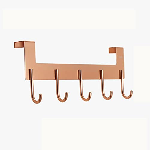 DCFV Über Den Türhaken, Garderopf, 5 Haken, Dekorative Metalltürhaken Aufhänger Halterung for Hausbad Büro Küche Verwendung 3 Farbe (Color : Gold)