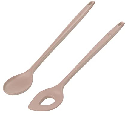 Kochblume Kochlöffel & Backlöffel 2er Set | Premium-Silikon & BPA frei| Hitzbeständig | Spülmaschinenfest | 30cm | Farbe: altrosa
