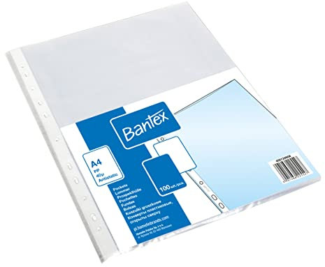 Prospekthüllen A4 Bantex, matt, aus Polypropylen-Folie 40 µ, 100 Stück, genarbt