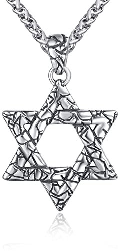 David Stern Kette Sterling Silber Davidstern Anhänger Halskette Herren Hexagramm Kette Davidstern Amulett Schutz Schmuck Geschenk für Herren Männer