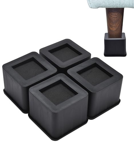 Hynec Tech Heavy Duty Furniture Risers Set of 4 - Chair Raisers - Furniture Risers for Beds, Sofas, Couch, Table and Chair - Table Leg Extenders - Desk Riser Blocks - Under Bed Storage adds up to 8cm