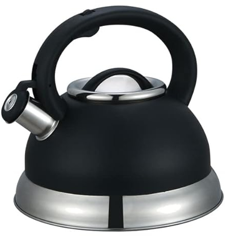 Steelex Bouilloire sifflante 2,7 l pour le thé, le café et la cuisinière (Noir)