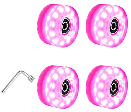 Skateboard Rollen 4 stücke Rollschuh Flashing Rad Leuchten Sie Räder High-Speed ​​60 8rs. Lagerrad for Rollschuhe Skateboards Zubehör Skateboard-Räder (Color : Pink)