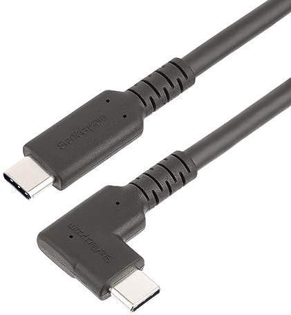 StarTech.com 6ft (2m) Rugged Right Angle USB-C Cable, USB 3.2 Gen 1 (5 Gbps), Full-Featured USB C to C Data transfer Cable, 4K 60Hz DP Alt Mode, 100W PD - 90 Degree USB Type-C Cable (RUSB315CC2MBR)