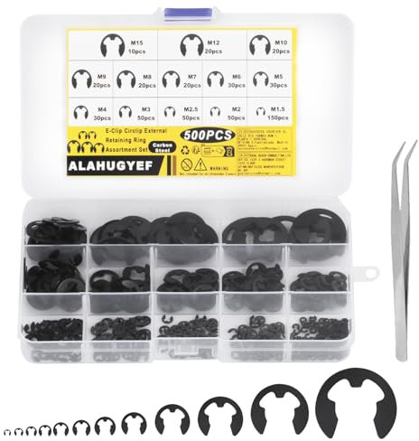 500 Pcs Circlips Kit for Circlip Pliers, External Retaining Ring Clips, Internal External Snap Opening Ring Circlips Kit, 13 Sizes