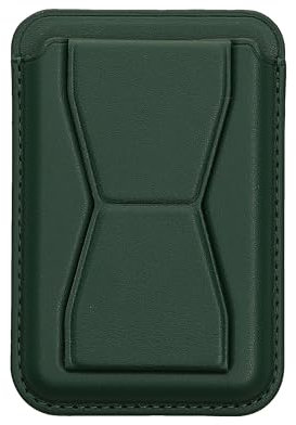 kwmobile Porte-Carte autoadhésif Smartphone - Pochette autocollante en Similicuir pour 2 Cartes avec Fonction Support et Support Doigt - Vert foncé