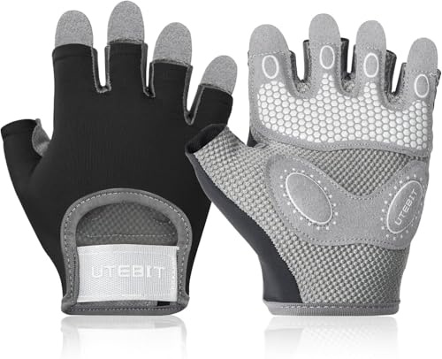 UTEBIT Gants de Fitness, Gants Musculation Respirants pour Homme et Femme avec Soutien au Poignet Protection de la Paume pour Vélo, VTT, Entraînements, Gym, Gymnastique, Halterophilie