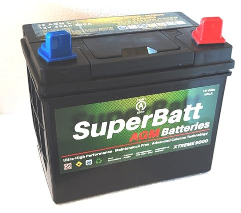 SuperBatt 32AGML TYPE 895 VRLA AGM Battery 12V 32AH 300A High Staring Power Fully Sealed No Spill for Ride-On Garden Lawn Mower Mini Tractor