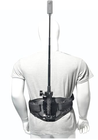 Fotoleey Updated Back Bar Waist Strap Mount for Insta360 X4, X3, X2, Ace Pro, Go Pro Max, Hero 12, Hero 11, Hiking and Cycling, Adjustable up to 139.7 cm (Stick not Included)