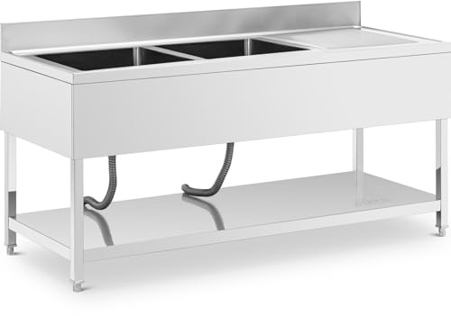 Royal Catering Gastro-Spültisch 2 Becken zu 500 x 500 x 300 mm Edelstahl