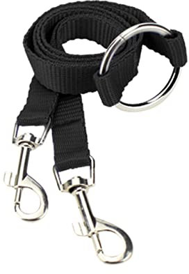 YARNOW Doppelleine Für Hunde Aus Nylon Schwarz Für Kleine Haustiere Robuste Konstruktion Zwei Clips Für Einfaches Anbringen Keine Verwicklung