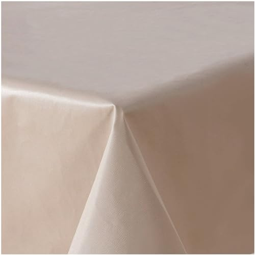 Wachstuchtischdecke Tischdecke abwaschbar PVC Plastik-Tischdecken RUND OVAL ECKIG Rechteckig Outdoor Wachs Gartentischdecke (Beige Einfabig, 160cm Rund)