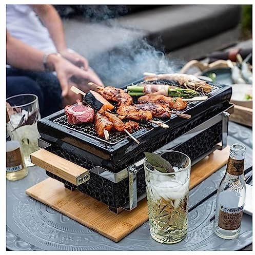 Holzkohlegrills, japanischer Holzkohle-Keramikgrill, Tischgrill, tragbar für Grillabende im Freien, Camping, Reisen, Picknicks, Garten, Strandparty