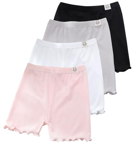 Chicduo 4 Pack Girls Bike Shorts Toddler Kids Under Dress Ice Silk Shorts for Cartwheel Dance Multicolor
