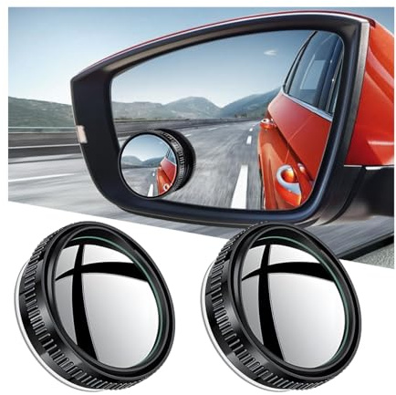 Adunsiaoto 2 Piezas Espejos De Punto Ciego Àngulos Muertos, Espejo De Punto Ciego Del Coche De Gran Angular Ajustable Espejo Auxiliar Retrovisor, Espejo Retrovisor Exterior Coche Todo Tipo(Negro)