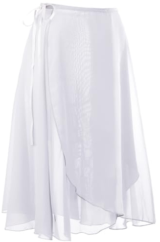 zffriction Gonnelino a Portafoglio da Balletto da Donna in Chiffon Lacci in Vita Regolabili Gonna da Balletto per Ragazza e Donna (IT, Testo, Taglia Unica, Regular, Regular, Bianco)