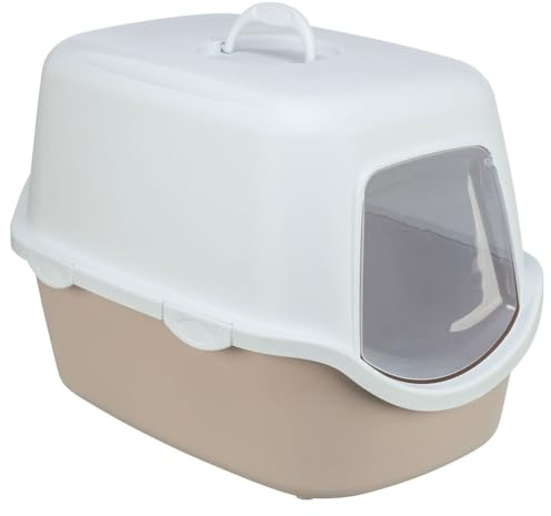 TRIXIE Katzentoilette Vico, mit Haube, 40 × 40 × 56 cm, Blush/weiß