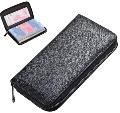 NOLACE 60 PVC-Kartenfächer Kreditkartenetui Damen Größe 19,5 * 10 * 3cmKartenetui Damen mit RFID-Schutz Kreditkartenetui RFID-Schutz Scheckkartenetui Damen kartenetui Kartenetui （Schwarz）