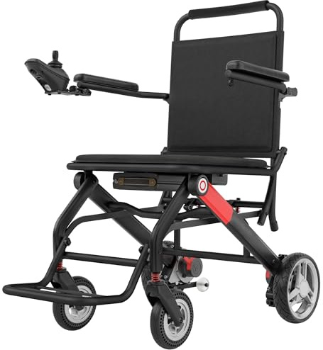 ByteTecpeak D01 - Sedia a rotelle elettrica da 14,1 kg, leggera, in alluminio, pieghevole e adatta al volo, batteria al litio da 12 Ah, motore da 500 W, portata 150 kg