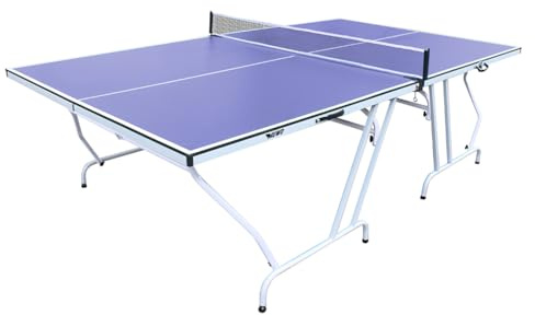 MUWO Spin Premium Indoor Tischtennisplatte – Klappbare MDF-Platte mit robustem Stahlgestell, rutschfeste Gummifüße, integriertes Netz, für Freizeit & Schule