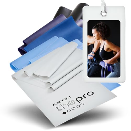 ARTZT thepro Fitness Band 5er Set | Terrabänder Set 2m | Gymnastikband | Fitnessband aus Naturkautschuk | Stretchband | Gummiband Fitness | Trainingsbänder für Krafttraining, Therapie, Reha, Sport