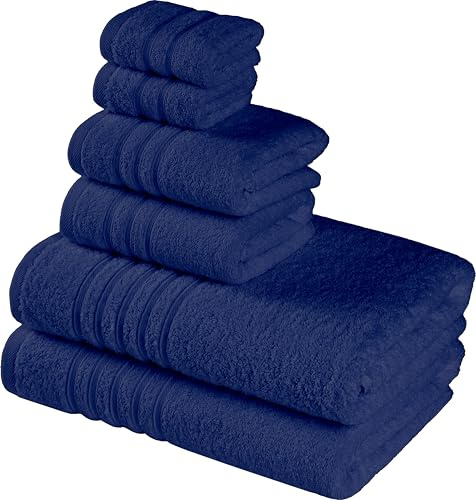 Luscinia Lujosas toallas de rizo de 550 g/m², 100 % algodón, juego de 6, 2 toallas de baño (140 x 70 cm), 2 toallas de mano (40 x 70 cm), 2 toallas de invitados (30 x 30 cm), Öko-Tex® 100, lazo para