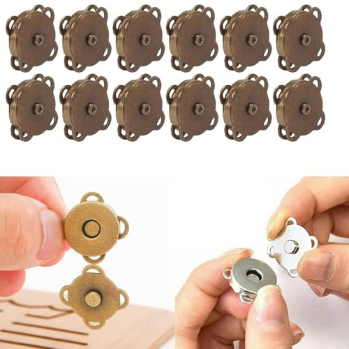 15 Stück Magnetknöpfe, 14mm Magnetknöpfe zum Annähen, Knöpfe Ohne Nähen, Knöpfe Für Strickjacken, Magnetknöpfe Pflaumenförmige, Handtaschen Kleidung Diy Nähen Geldtasche (Bronze)