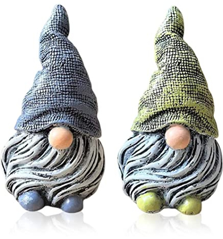Figura de gnomo de jardín de resina, estatua de gnomos de jardín, impermeable, para decoración de patio al aire libre, 2 unidades, verde y azul, uso doméstico