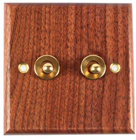 Tiardey Light Switch Solid Wood Brass Toggle Switch Plate Home Vintage Decorative Panels